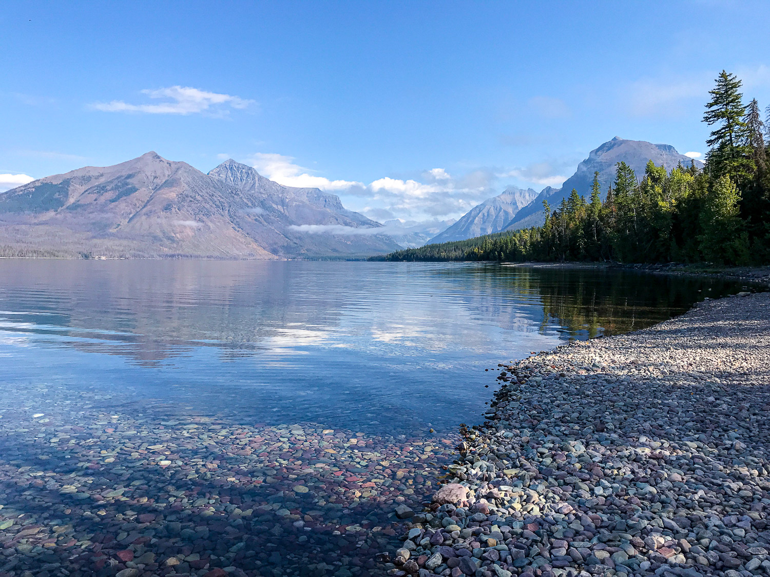 Lake and mountain view over Lake McDonald in Glacier National Park