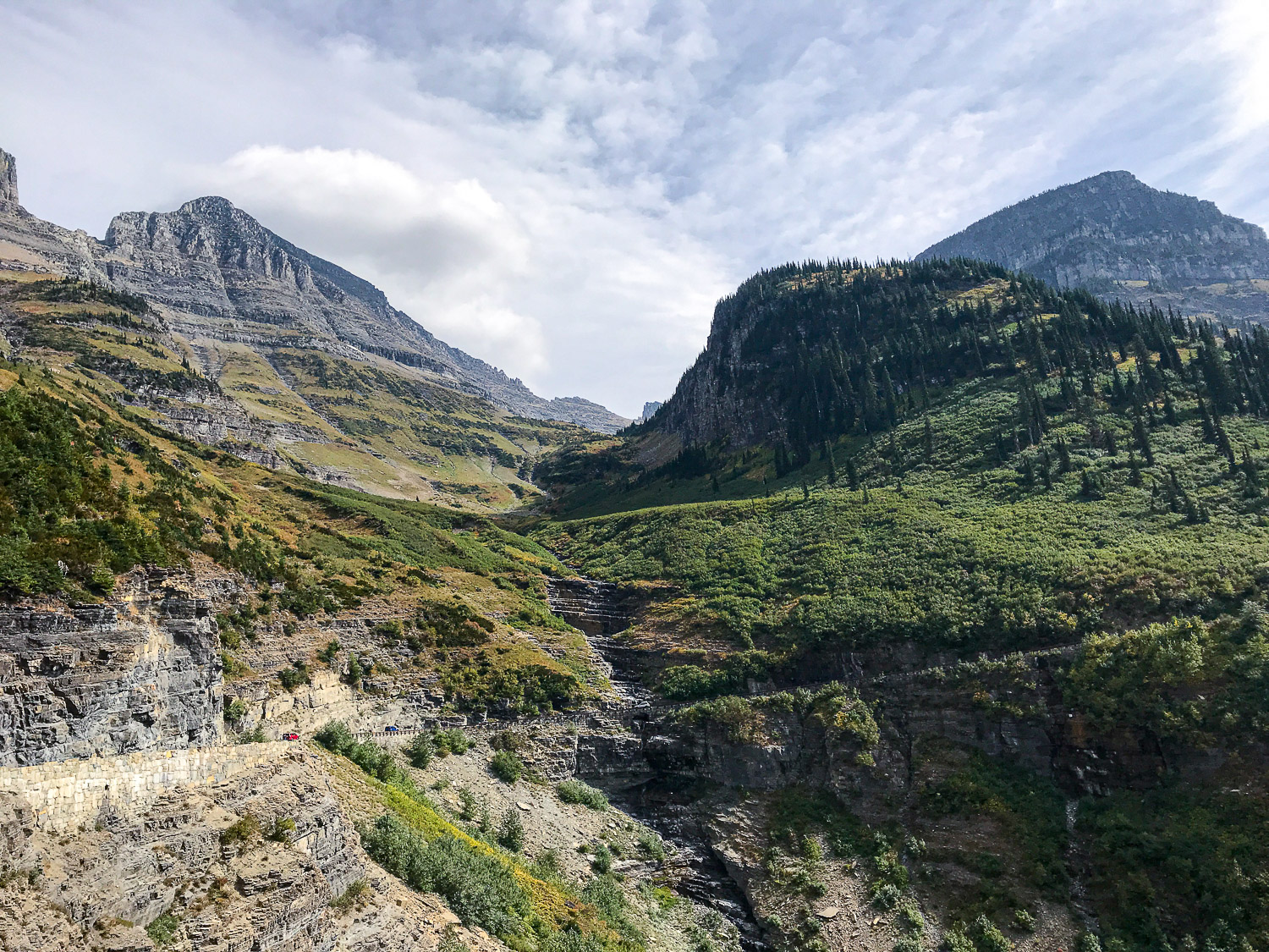 The Going-to-the-Sun Road cuts through impressive mountains and scenery