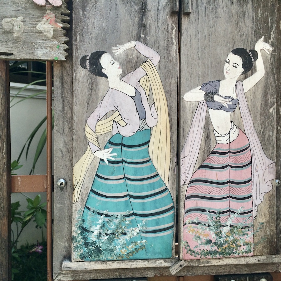 two painted dancing ladies