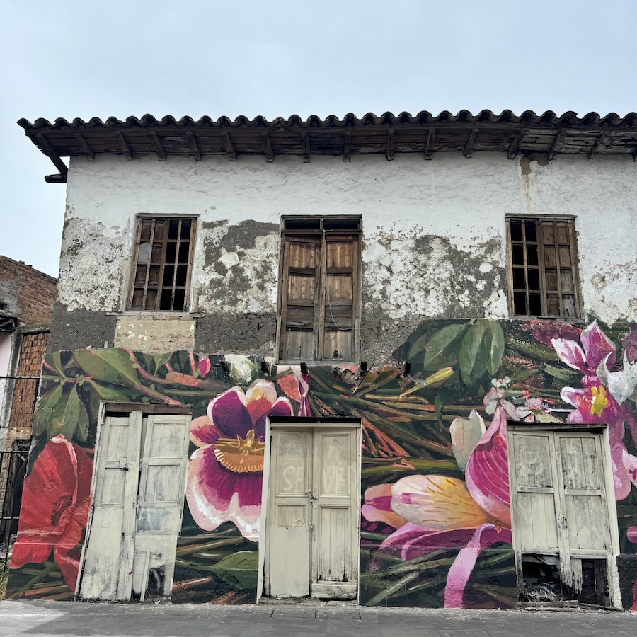 Colorful painting on a white house