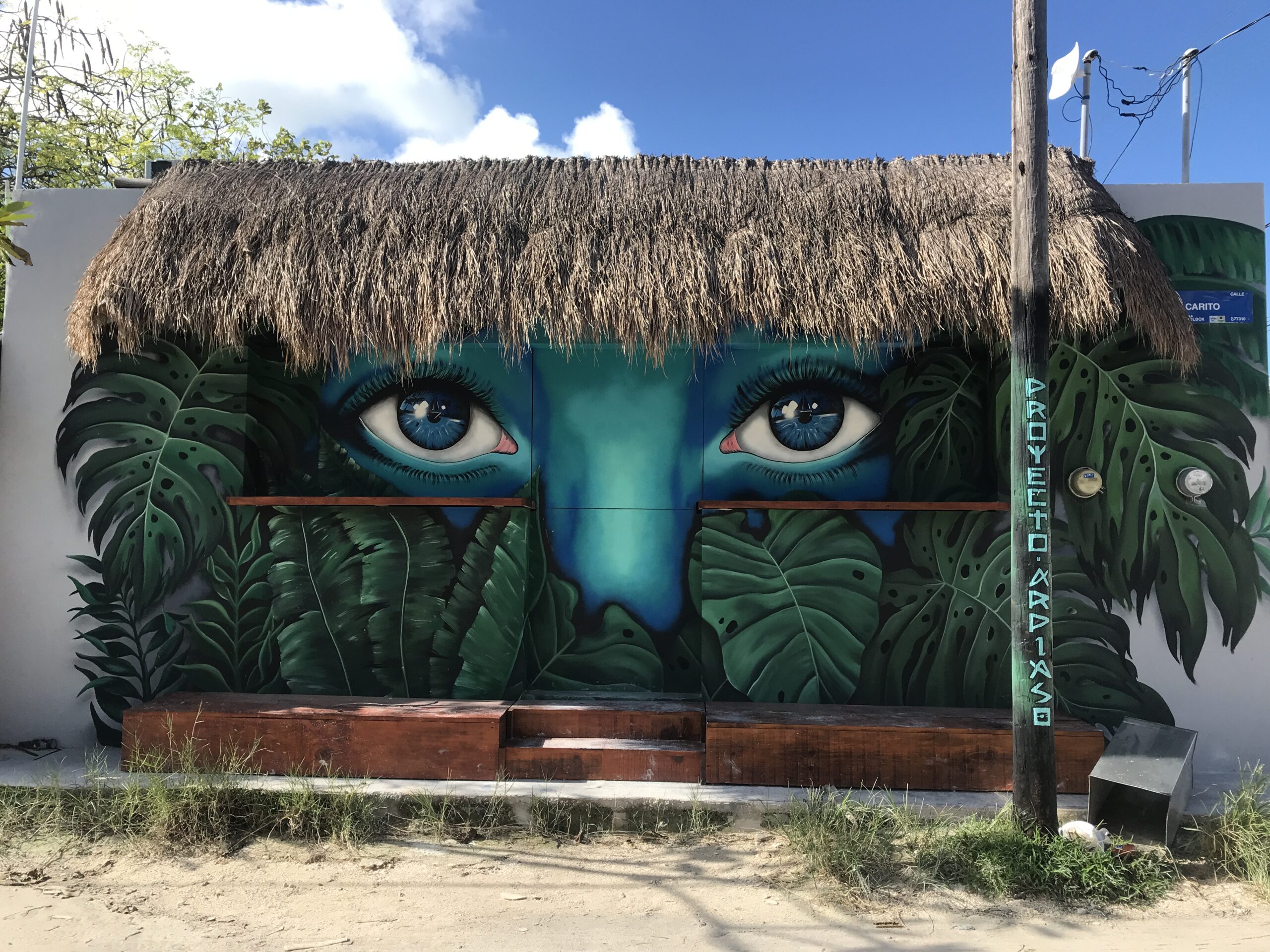 mural of mysterious eyes
