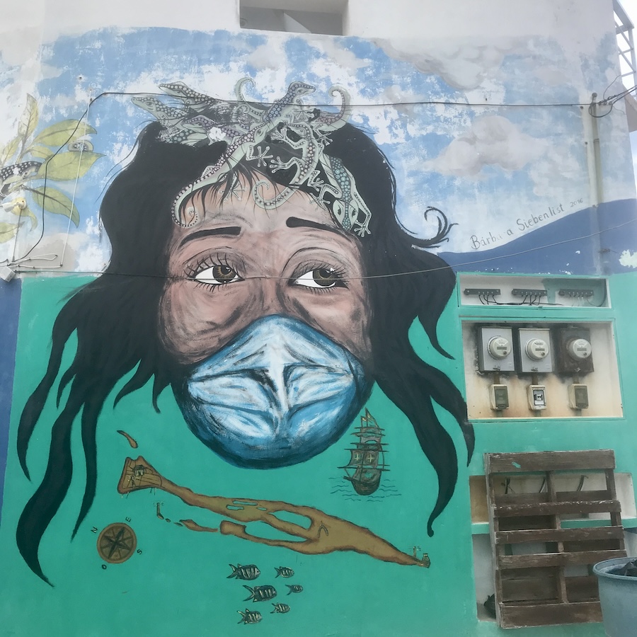 street art person with mask