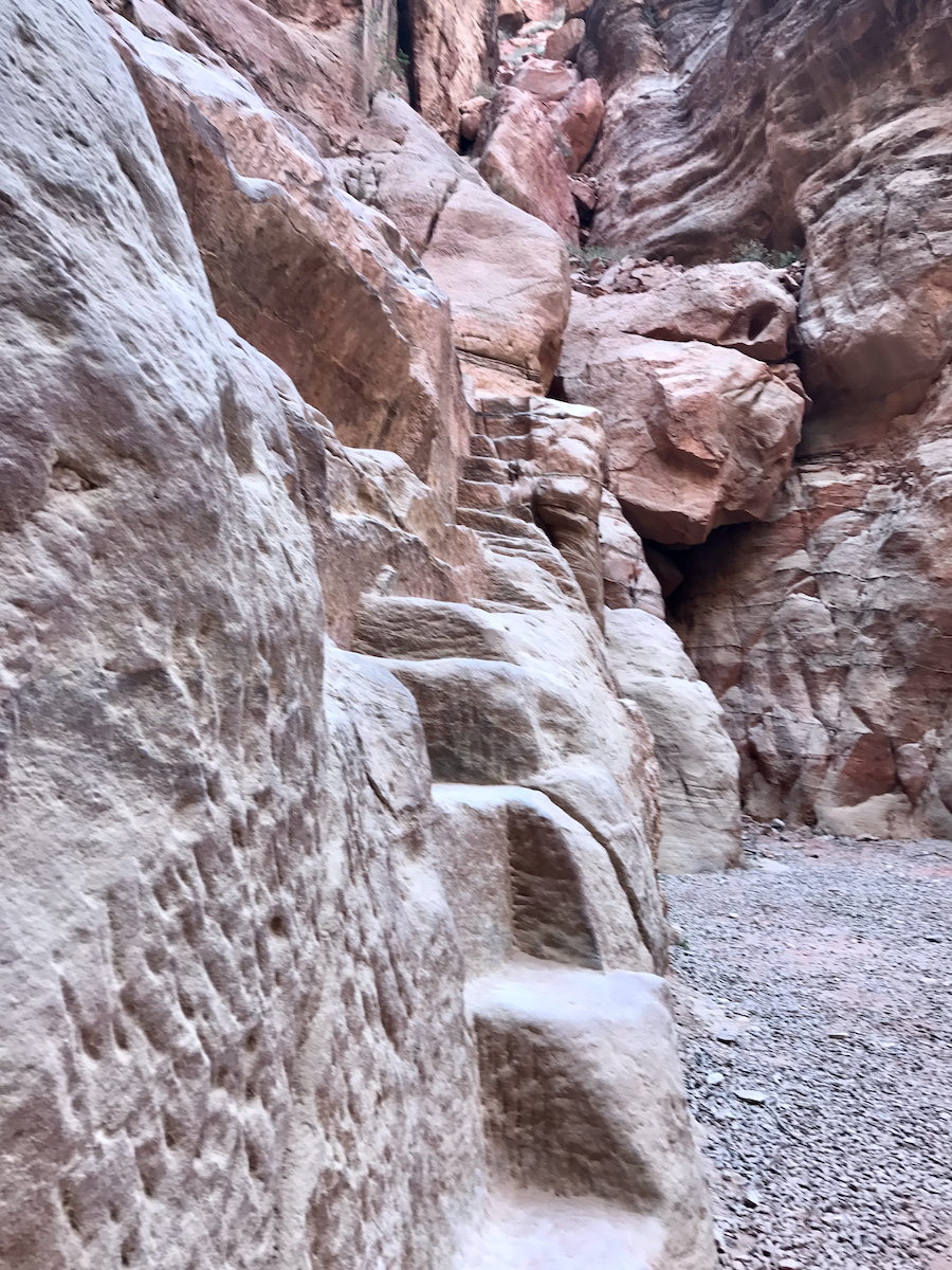 carved steps in sandstone cliffs