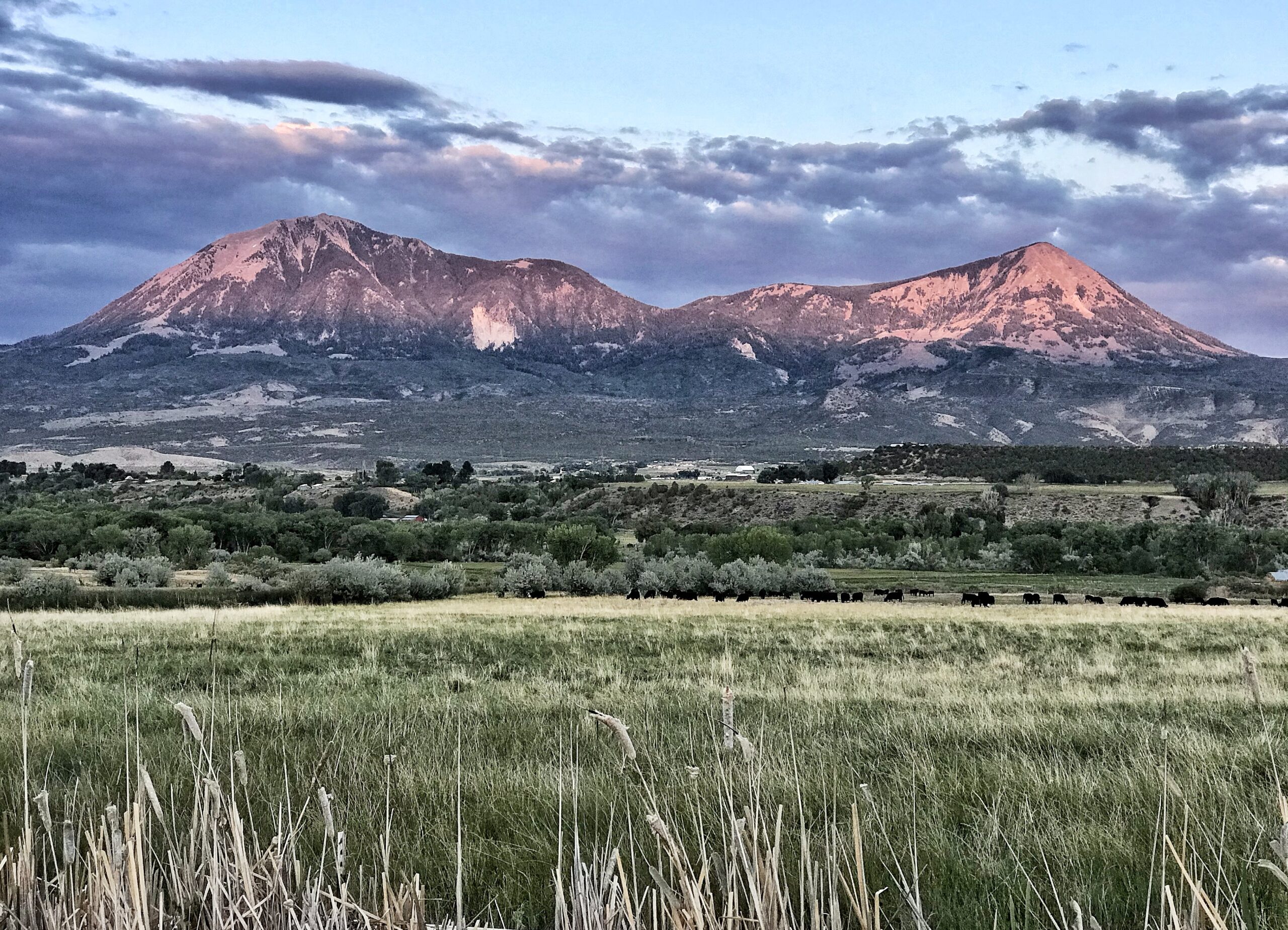 mountains lite by sunset