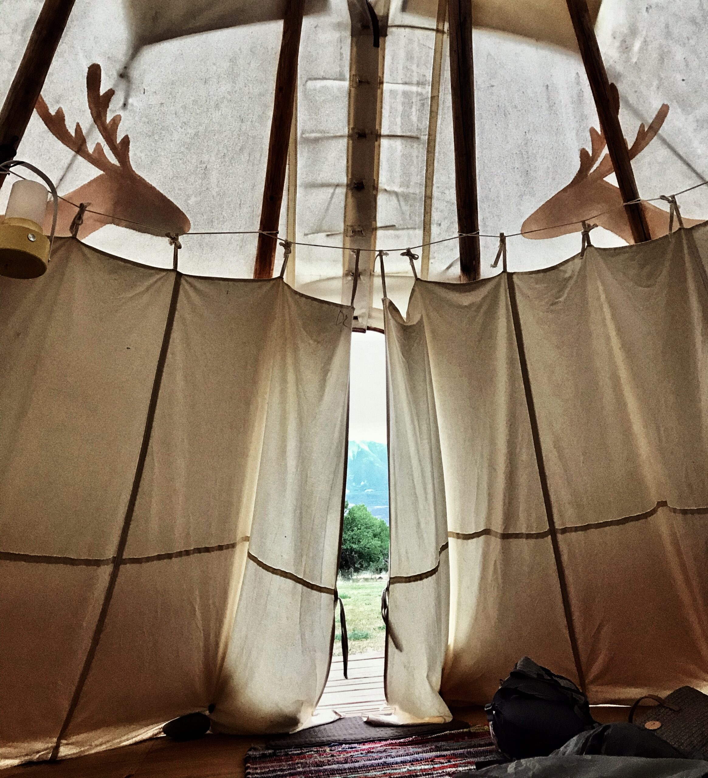 inside of rental teepee
