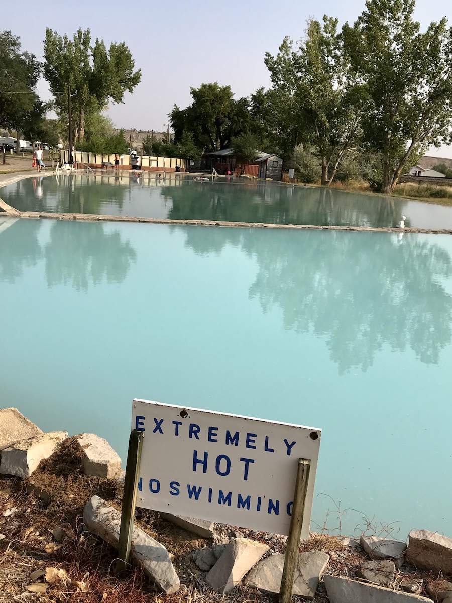 Hot Springs with warning sign