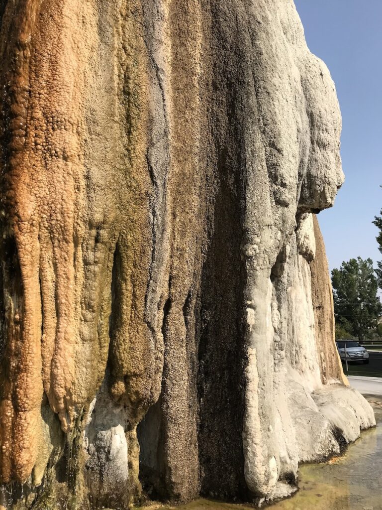 Colorful mineral deposits on rock